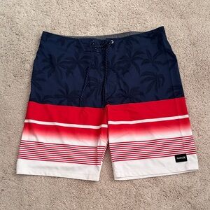 Hurley Men's Phantom Navy and Red Board Shorts 33